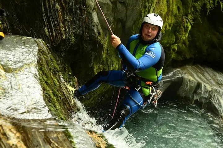 a person abseiling