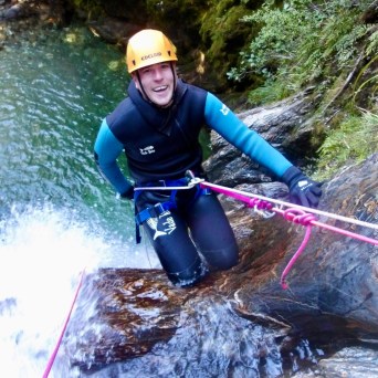 Ready to abseil down the waterfall
