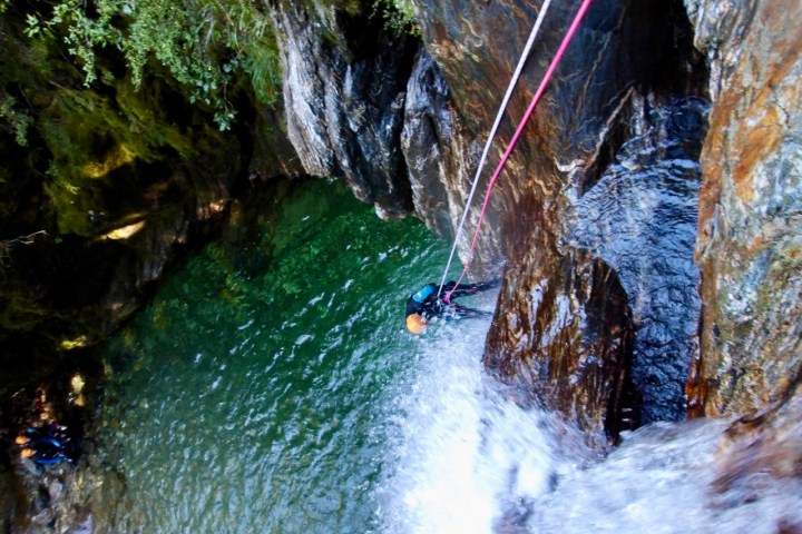 Epic abseiling in the canyon