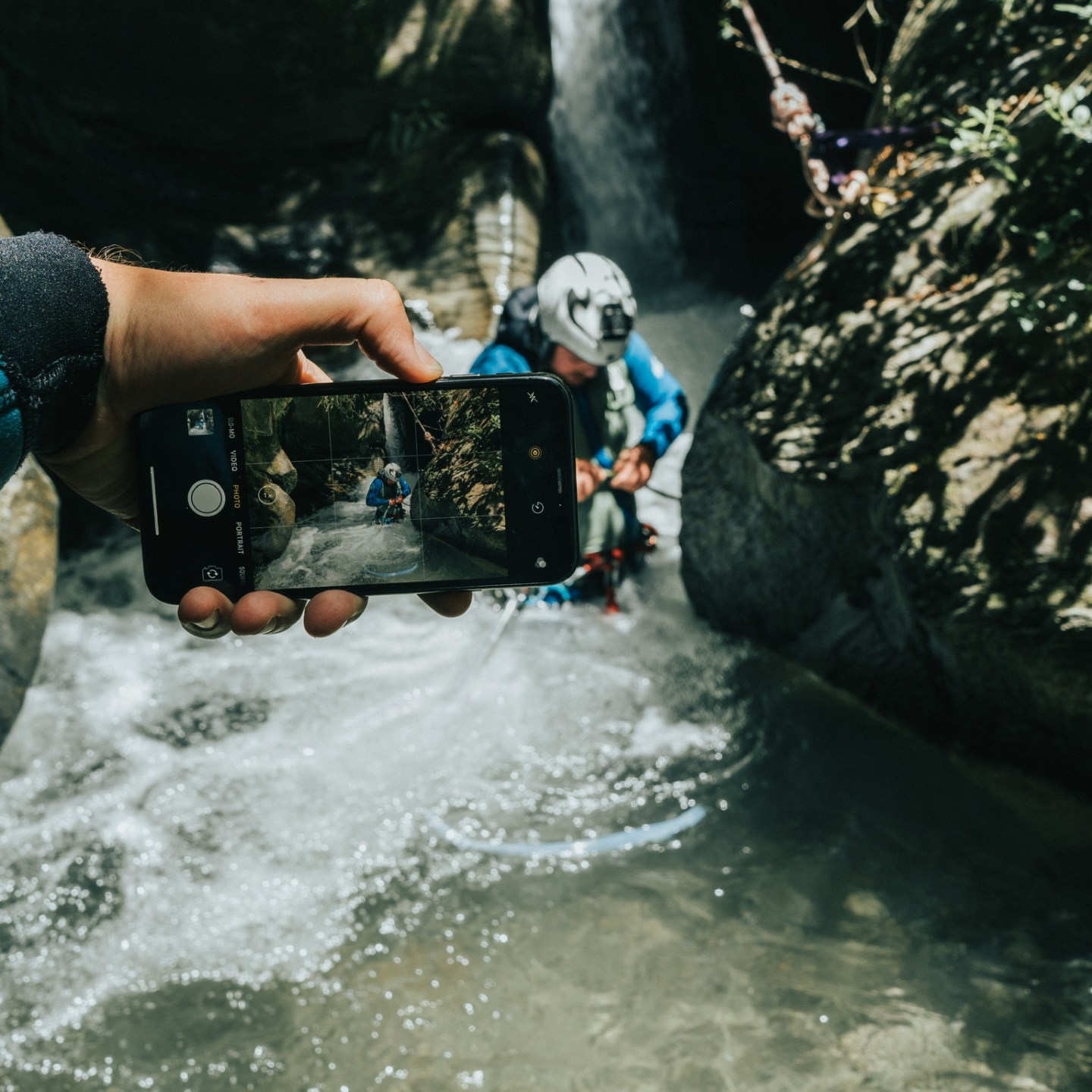 a man in a pool of water