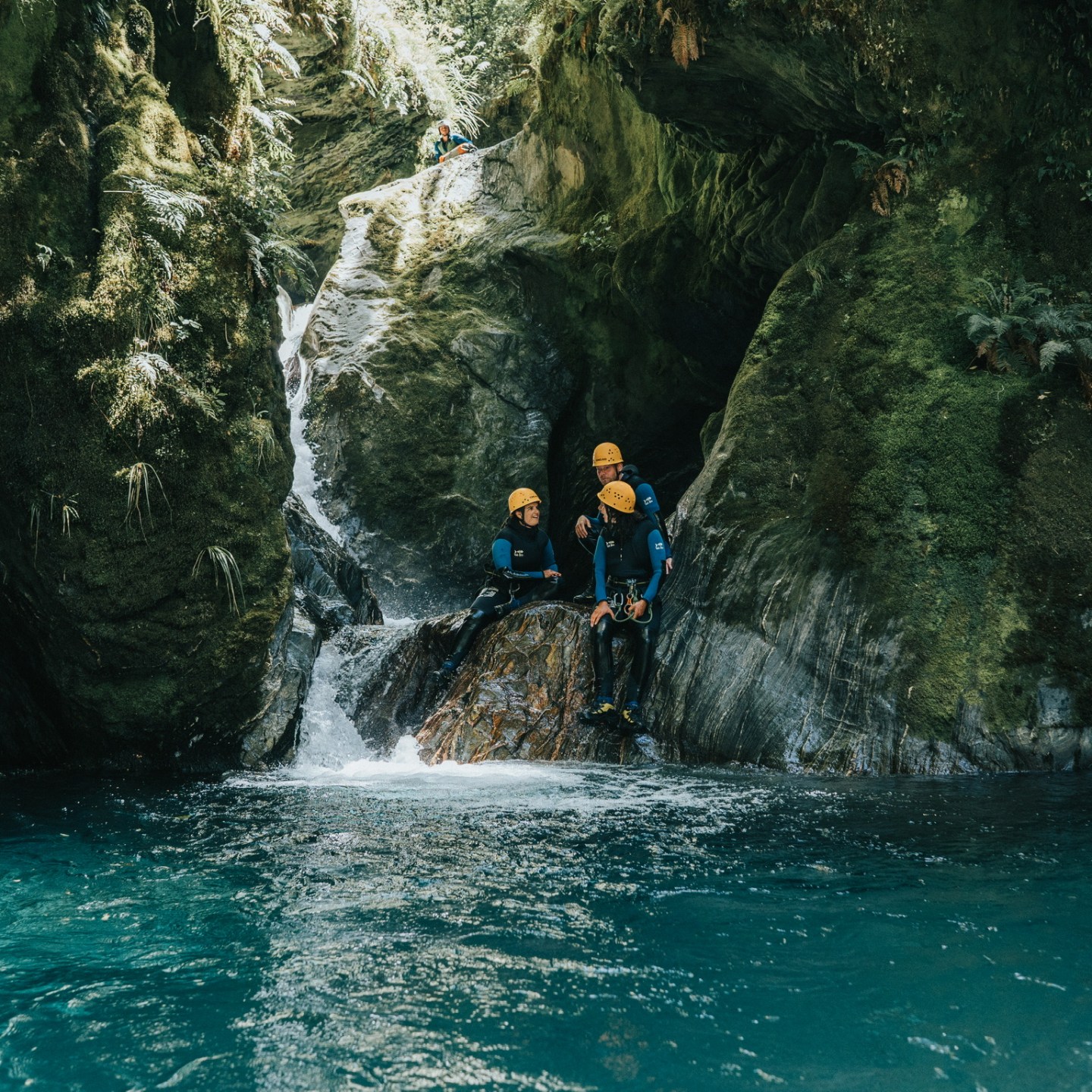 a man riding a surfboard in the water