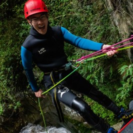 A man at the top of an abseil