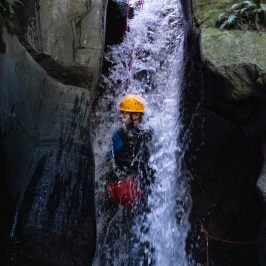 A man sliding through the water