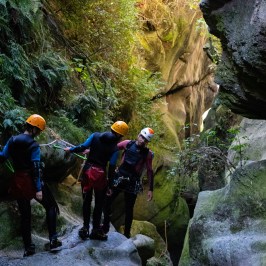 A group of people ready to do an abseil
