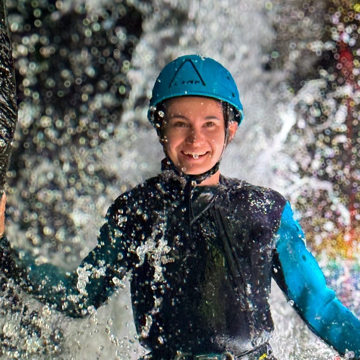 A lady smiling in the canyon