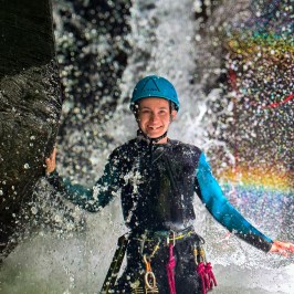 A lady smiling in the canyon