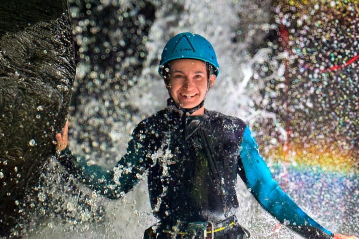 A lady smiling in the canyon