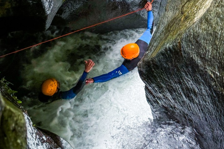 The sun shining into the canyon