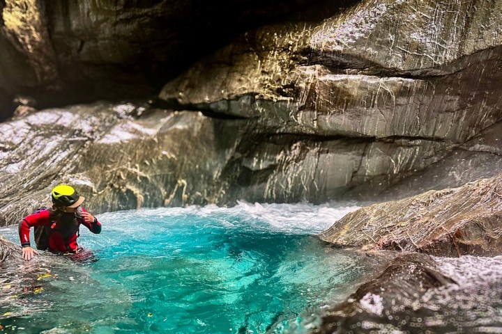a group of people swimming in the water