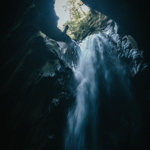 Looking up through the canyon