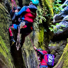 Abseiling through the canyon