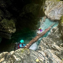 Abseiling through the canyon