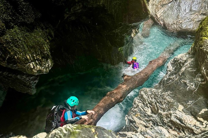 Abseiling through the canyon