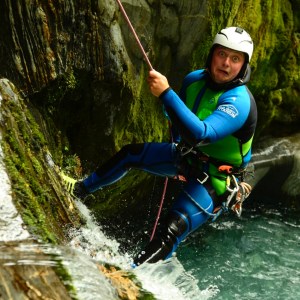 Abseiling down the canyon