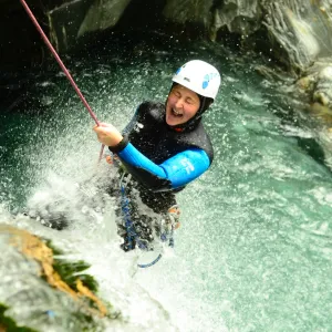 Abseiling down the canyon