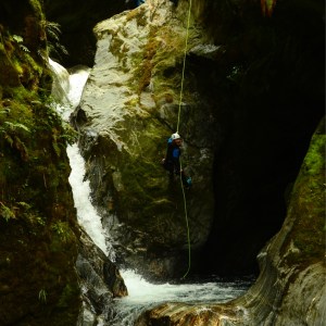 Abseiling down the canyon