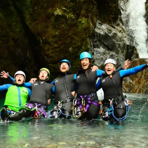 Happy friends in the canyon