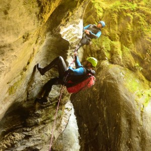 Abseiling down the canyon