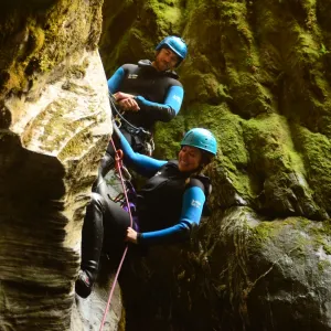 Climbing down the canyon