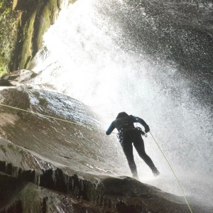 Epic abseil in the canyon