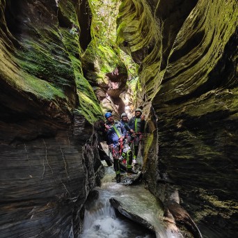 People standing in the canyon