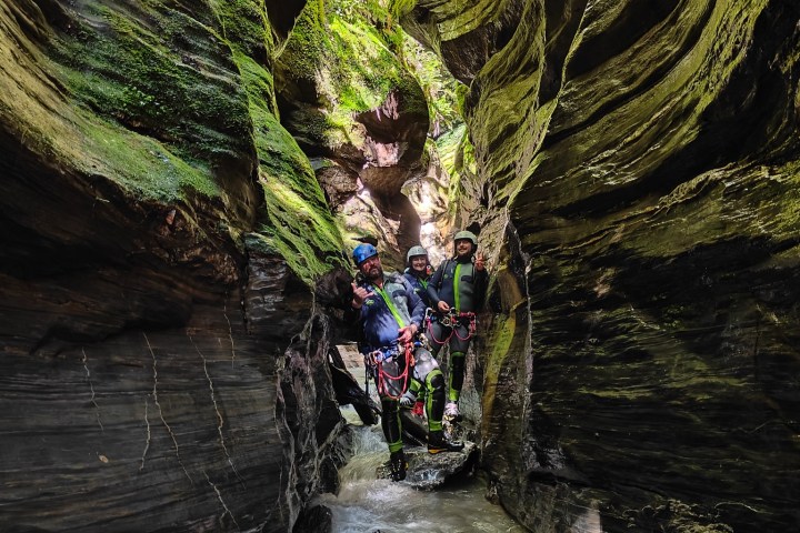 People standing in the canyon