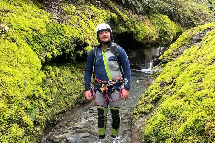 a man standing in the canyon